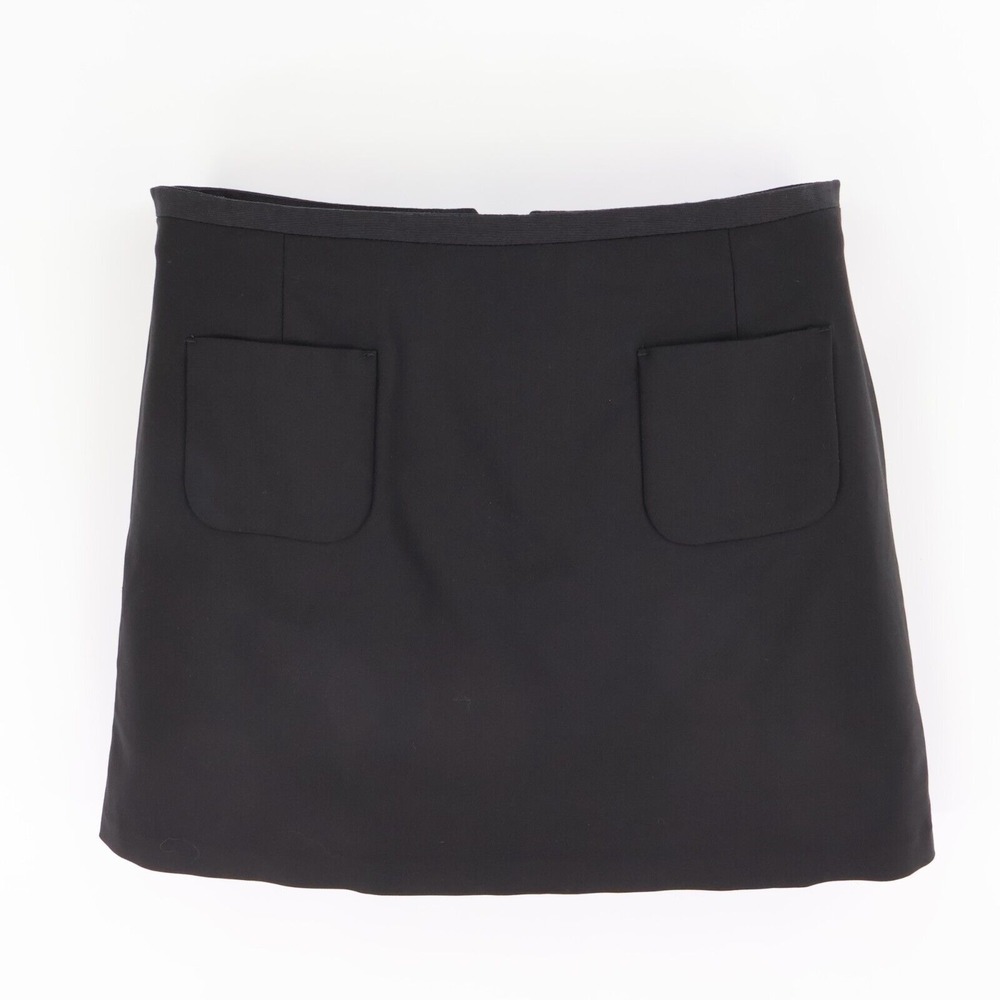 H&M Mini Pencil Skirt Womens Sz 10 Black Cotton Blend Short Pockets Zip Closure